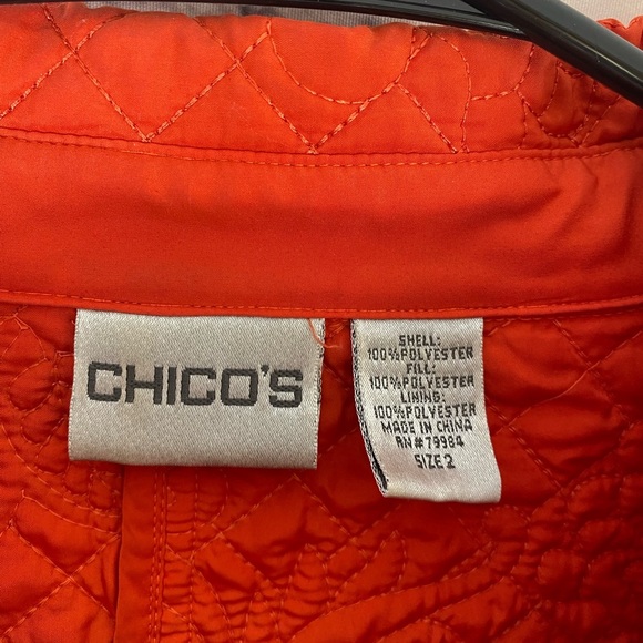 Chicos Quilted Embroidered Orange Jacket size Large - Picture 3 of 16